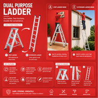 EMAC Aluminium Dual Purpose Light Weight Anti Slip Folding Aluminium Ladder