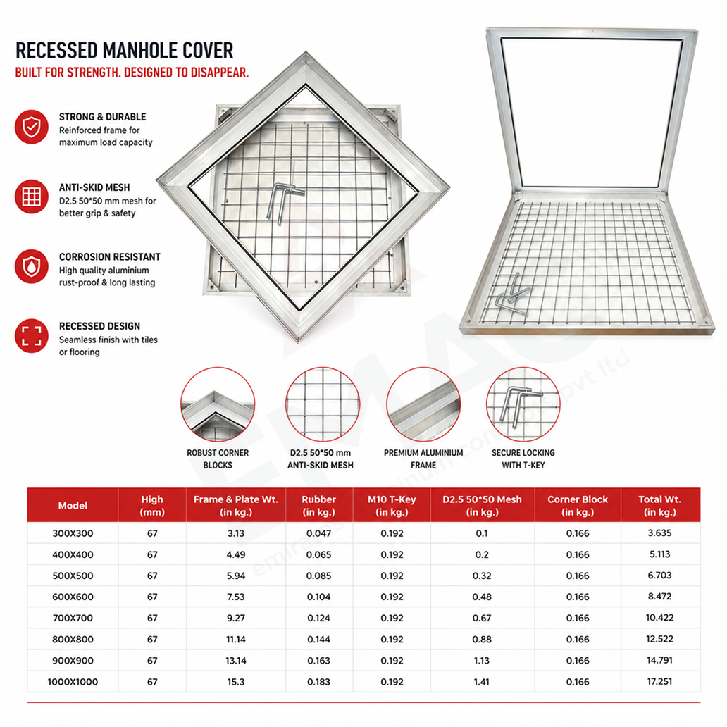 EMAC Aluminium Recessed Manhole Cover