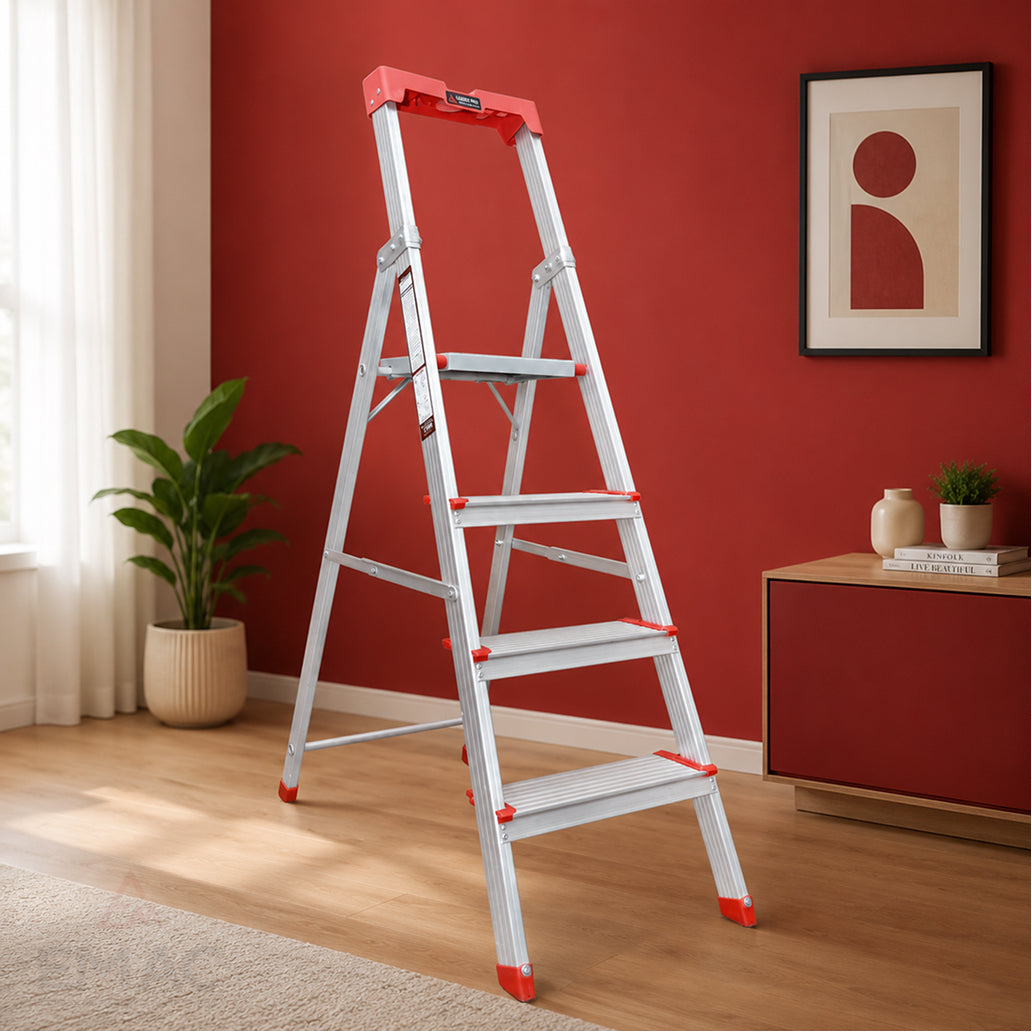 EMAC PRO Step Aluminium Ladder WIth (Tools Tray And 5 Inch Wide Anti Skid Step)