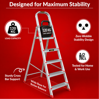 EMAC ESL Aluminium  Folding Ladder for Home, Shop & Office Use Slip Resistant Step Aluminium Ladder (With Platform)