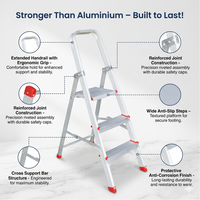 EMAC ESL Aluminium  Folding Ladder for Home, Shop & Office Use Slip Resistant Step Aluminium Ladder (With Platform)