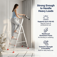 EMAC ESL Aluminium  Folding Ladder for Home, Shop & Office Use Slip Resistant Step Aluminium Ladder (With Platform)