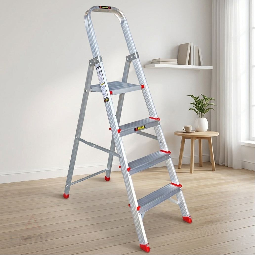 EMAC ESL Aluminium  Folding Ladder for Home, Shop & Office Use Slip Resistant Step Aluminium Ladder (With Platform)
