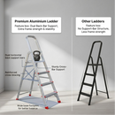 EMAC ESL Aluminium  Folding Ladder for Home, Shop & Office Use Slip Resistant Step Aluminium Ladder (With Platform)