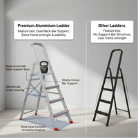 EMAC ESL Aluminium  Folding Ladder for Home, Shop & Office Use Slip Resistant Step Aluminium Ladder (With Platform)