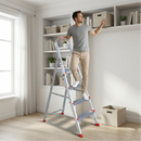 EMAC ESL Aluminium  Folding Ladder for Home, Shop & Office Use Slip Resistant Step Aluminium Ladder (With Platform)