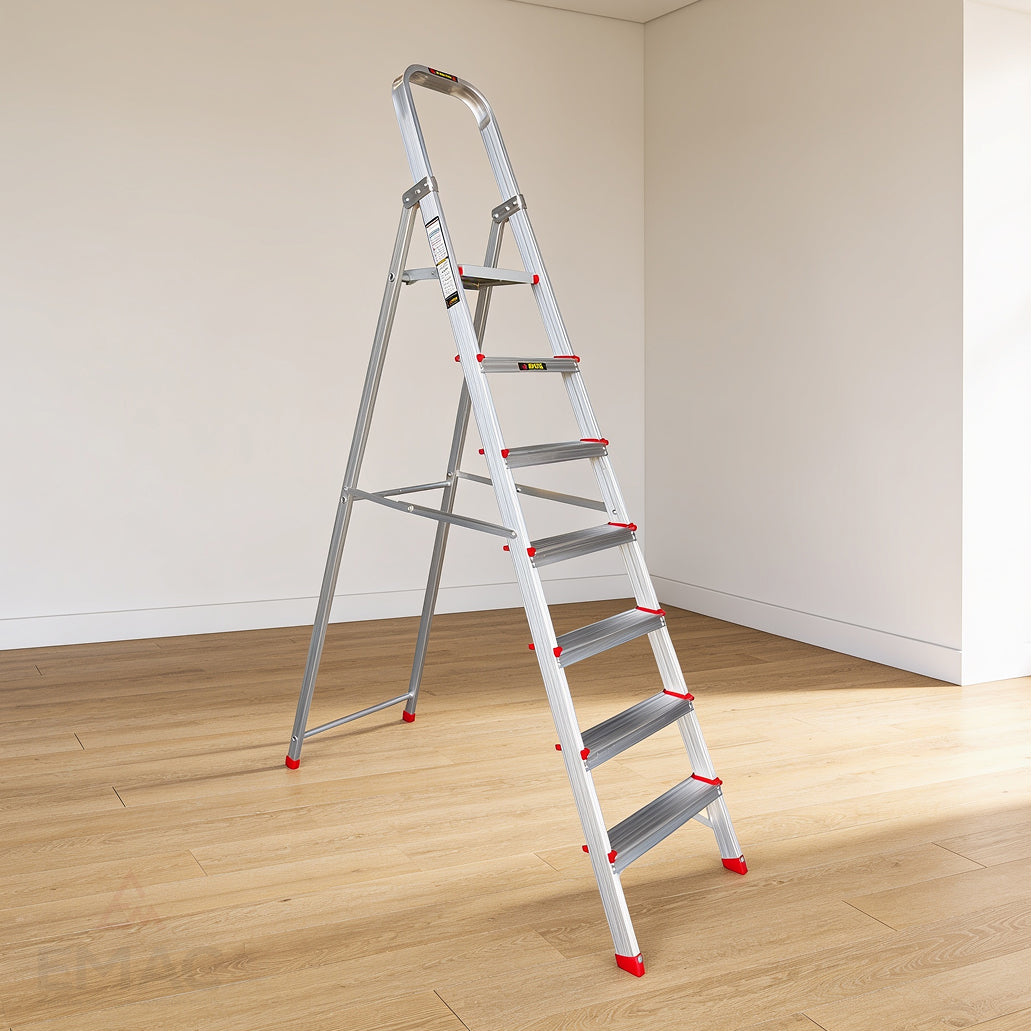 EMAC ESL Aluminium  Folding Ladder for Home, Shop & Office Use Slip Resistant Step Aluminium Ladder (With Platform)