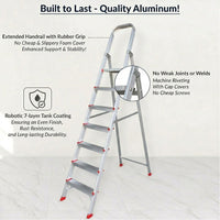 EMAC ESL Aluminium  Folding Ladder for Home, Shop & Office Use Slip Resistant Step Aluminium Ladder (With Platform)