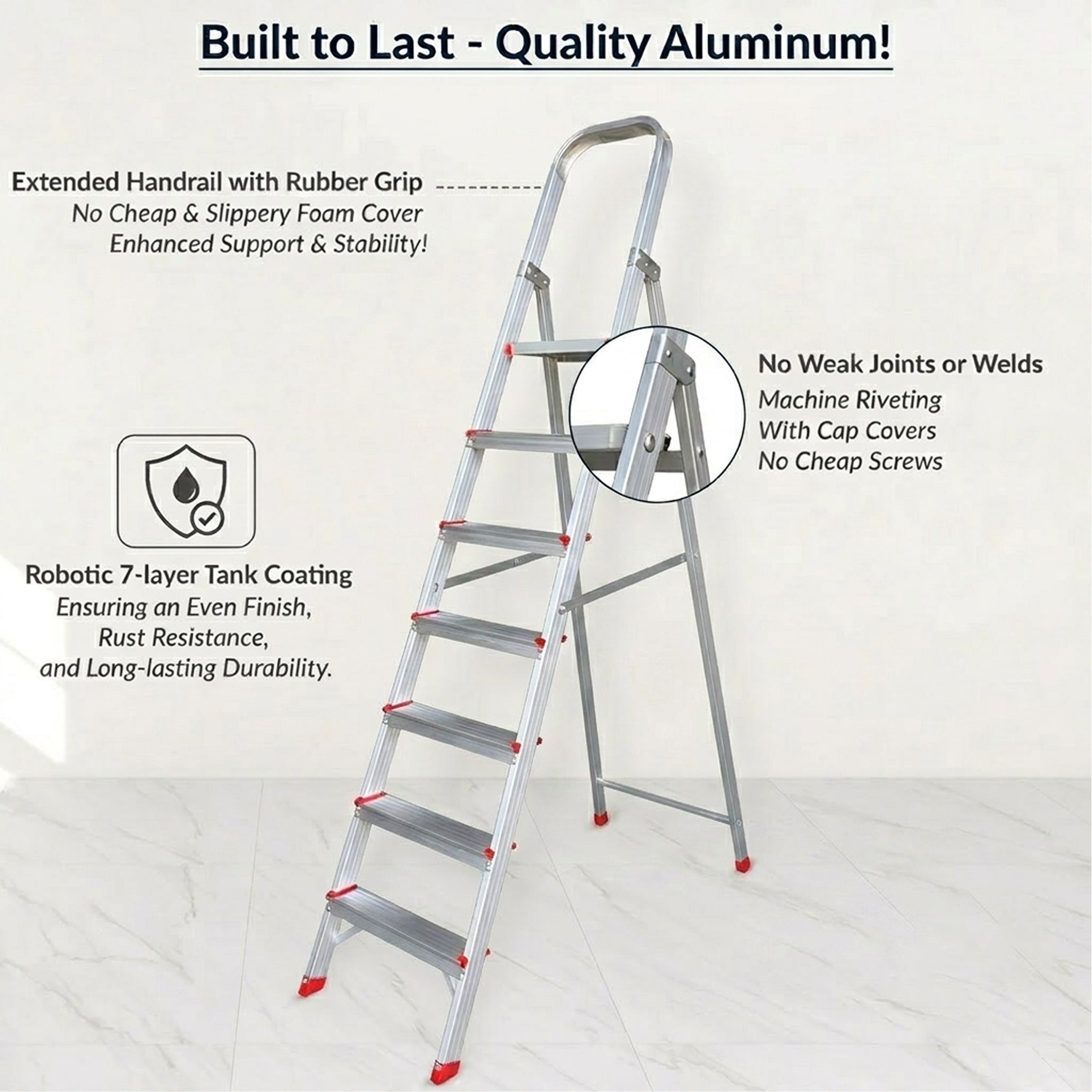 EMAC ESL Aluminium  Folding Ladder for Home, Shop & Office Use Slip Resistant Step Aluminium Ladder (With Platform)