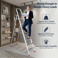 EMAC ESL Aluminium  Folding Ladder for Home, Shop & Office Use Slip Resistant Step Aluminium Ladder (With Platform)