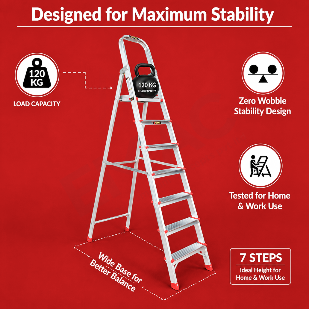 EMAC ECL Aluminium Domestic Light Weight Anti Slip Folding Aluminium Ladder