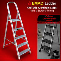 EMAC ESL Aluminium  Folding Ladder for Home, Shop & Office Use Slip Resistant Step Aluminium Ladder (With Platform)