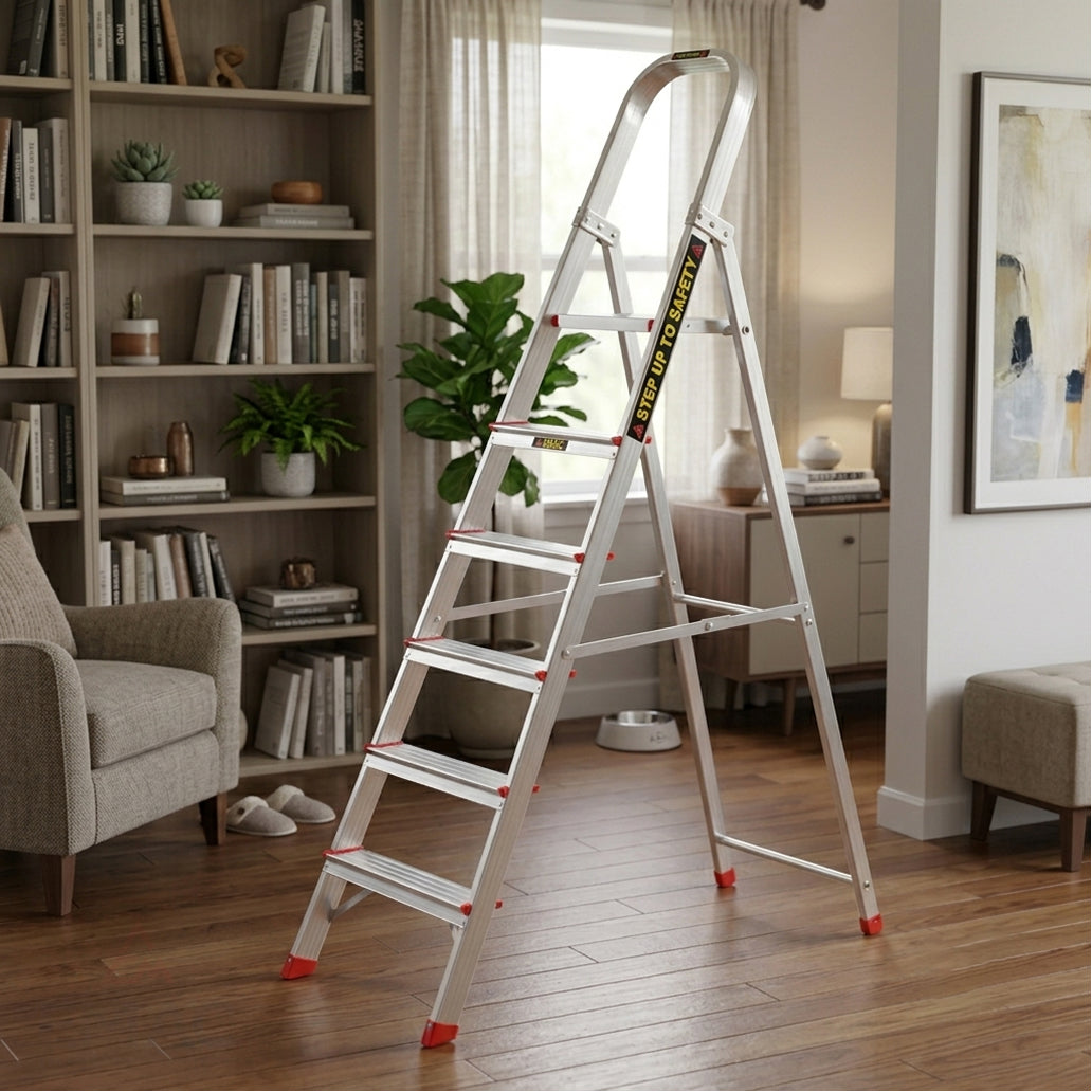 EMAC ESL Aluminium  Folding Ladder for Home, Shop & Office Use Slip Resistant Step Aluminium Ladder (With Platform)