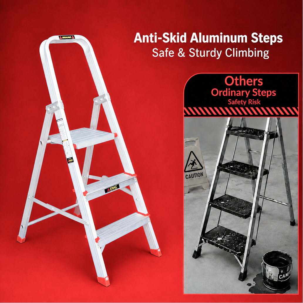 EMAC ECL Aluminium Domestic Light Weight Anti Slip Folding Aluminium Ladder