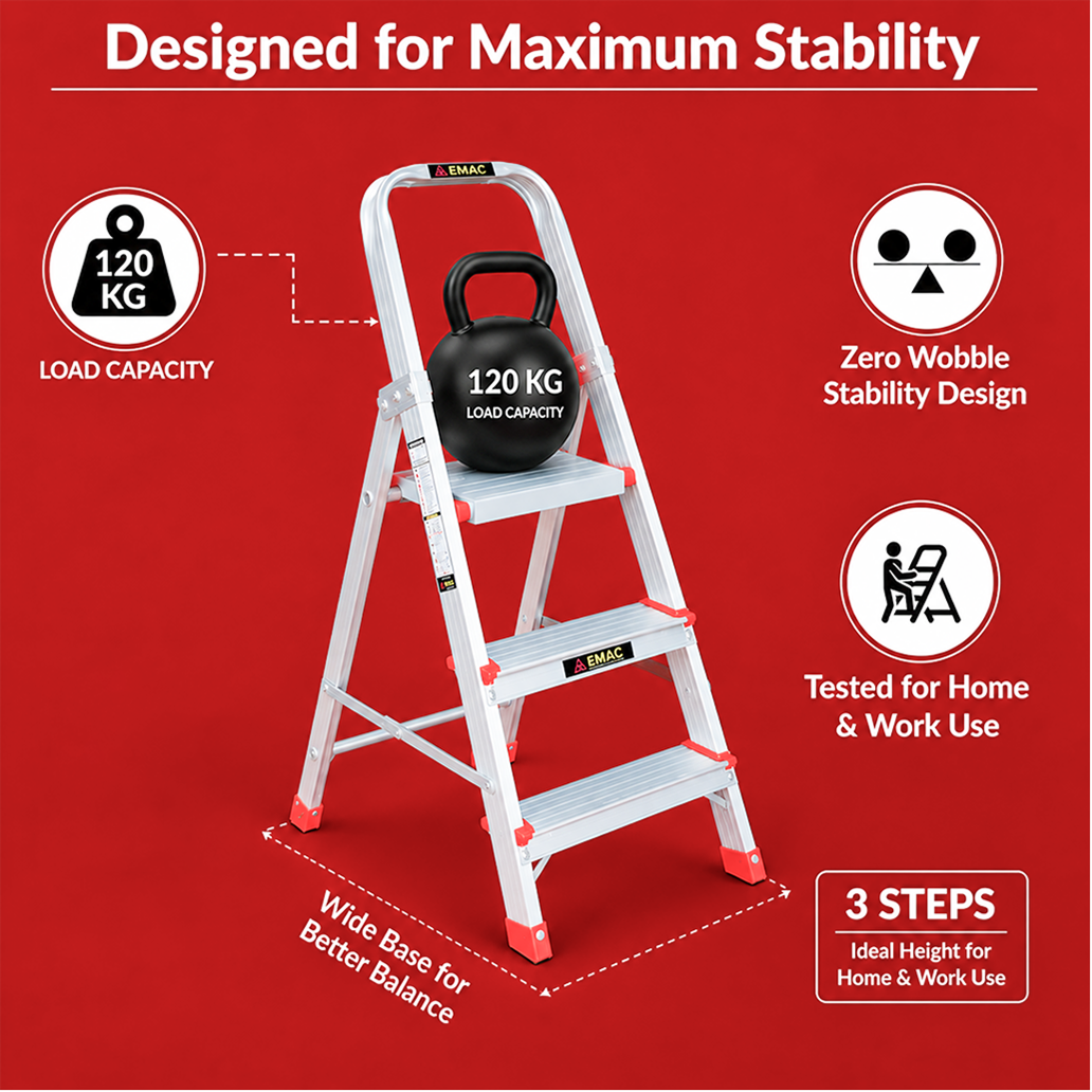 EMAC ECL Aluminium Domestic Light Weight Anti Slip Folding Aluminium Ladder