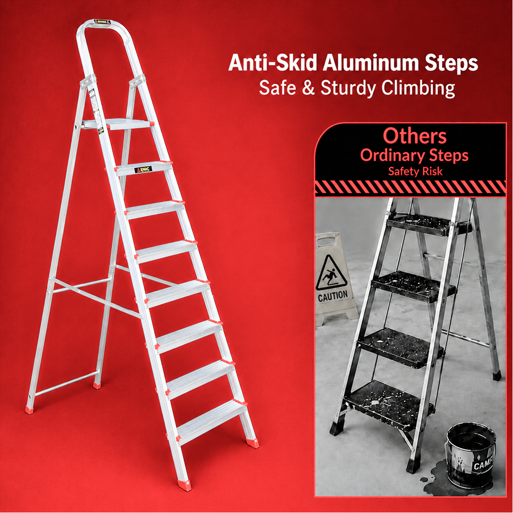 EMAC ECL Aluminium Domestic Light Weight Anti Slip Folding Aluminium Ladder