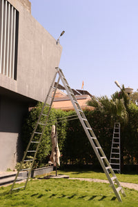 EMAC Aluminium Dual Purpose Light Weight 14-Step Aluminium Ladders Anti Slip Folding Aluminium Ladder