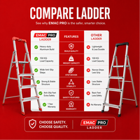 EMAC PRO Step Aluminium Ladder WIth (Tools Tray And 5 Inch Wide Anti Skid Step)