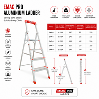 EMAC PRO Step Aluminium Ladder WIth (Tools Tray And 5 Inch Wide Anti Skid Step)