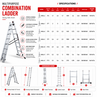 EMAC Aluminium Domestic Light Weight Anti Slip Folding Aluminium Ladder