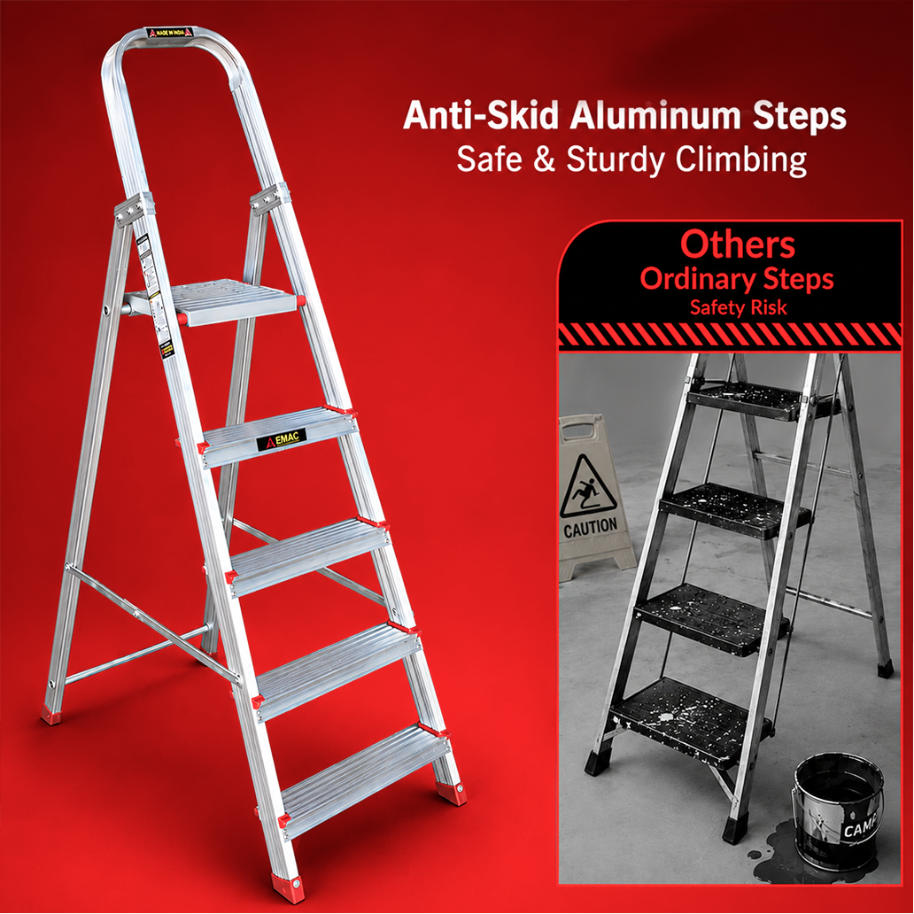 EMAC ECL Aluminium Domestic Light Weight Anti Slip Folding Aluminium Ladder